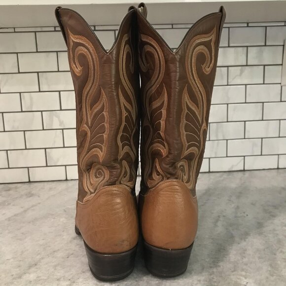 Vintage Larry Mahan Boots Mens Size 10 Brown Leather Western Cowboy USA 80s - Picture 3 of 11
